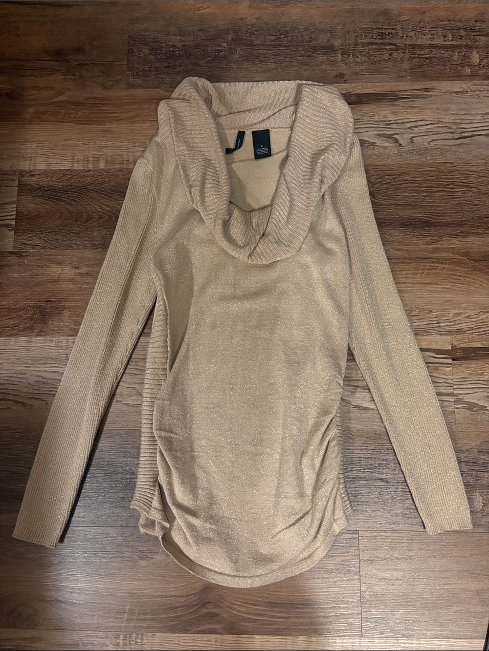 new directions Shimmery Taupe Cowl Neck Sweater